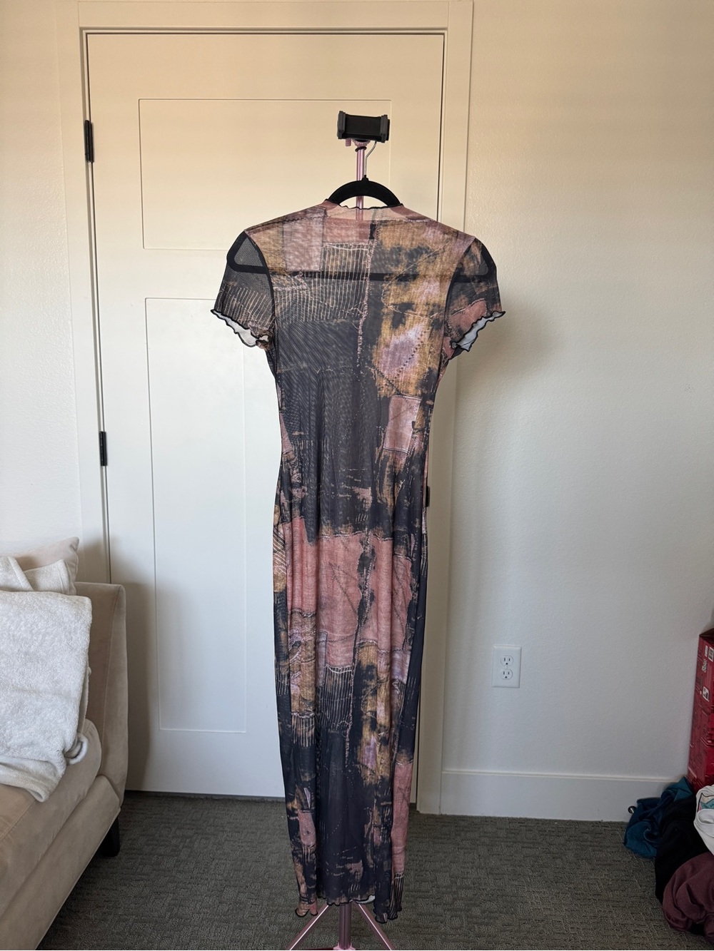 Women's Sheer Short-Sleeve Maxi Dress